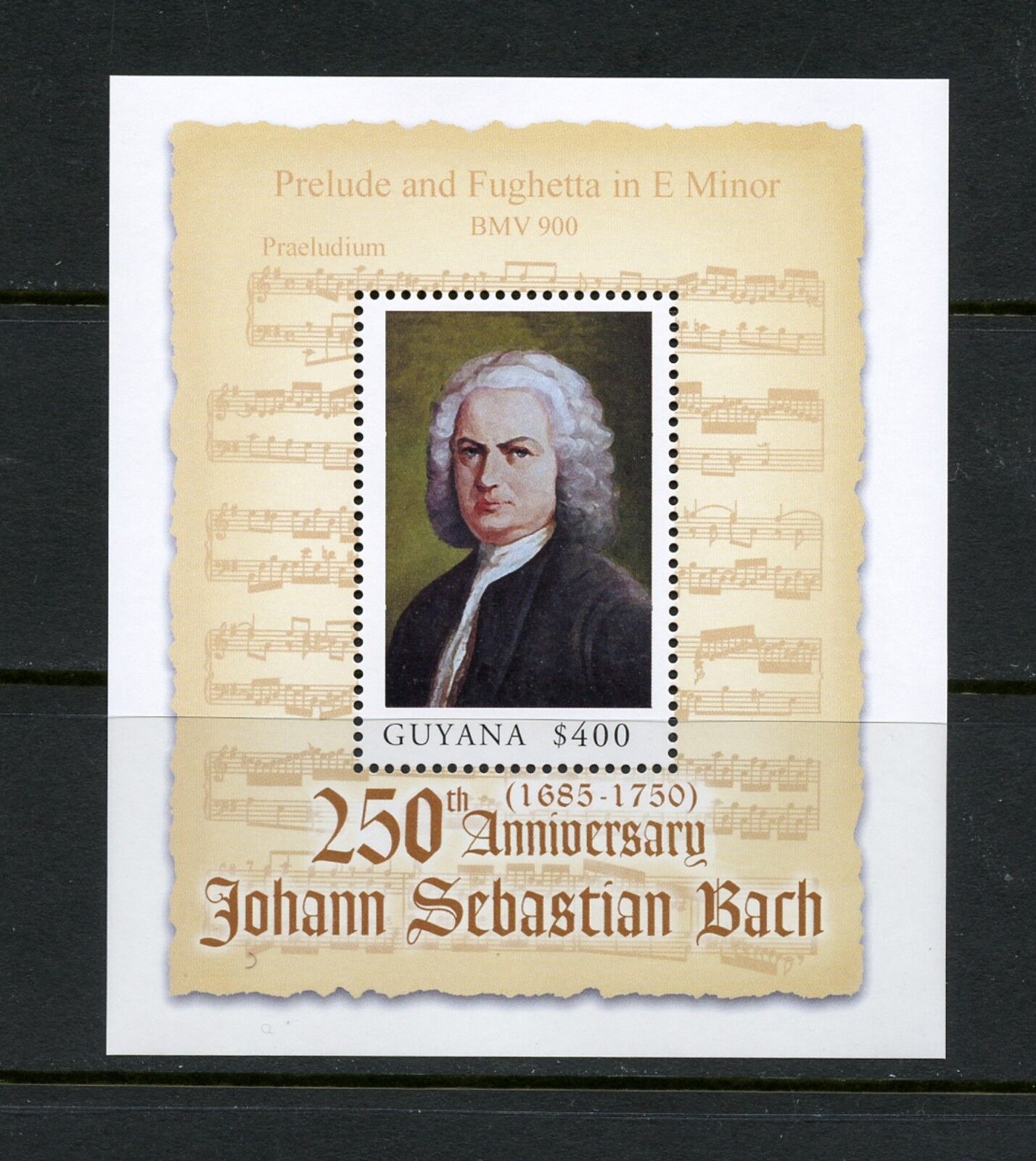 Q300  Guyana  2000  Music  Bach  Sheet    Mnh