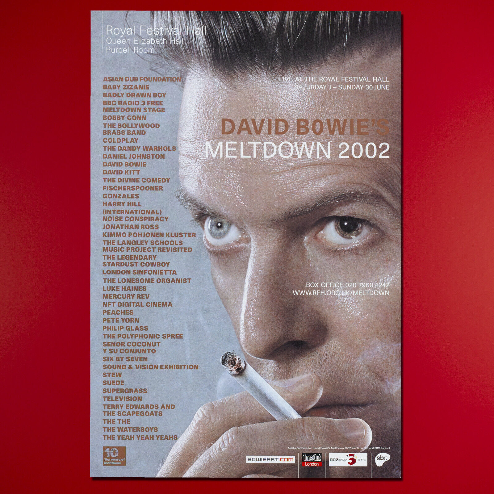 David Bowie Metldown Festival 2002 Original 40" X 60" Festival Poster. London Uk