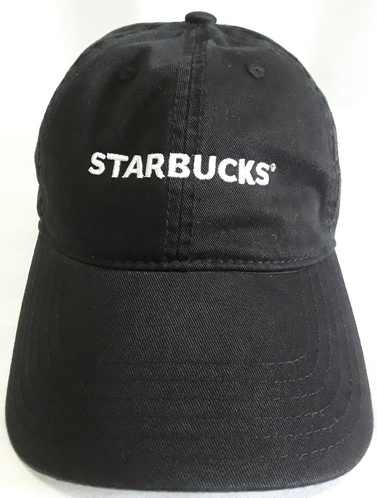 Starbucks Employee Worker Uniform Strapback Black White Script Hat Cap
