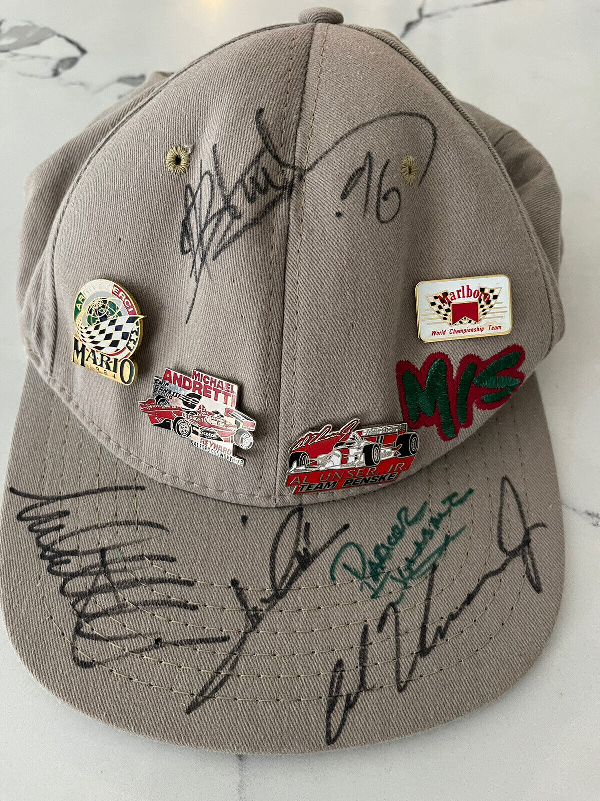 Michael And Mario Andretti Al Under Jr Signed Hat Pins Mis 1996 Make An Offer!