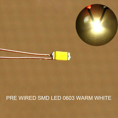 C0603wm 20pcs Pre-soldered Micro 0.1mm Copper Wired Warm White Smd Led 0603 New
